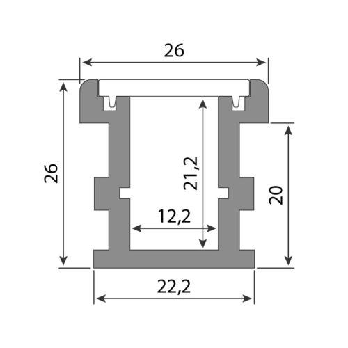 Nášlapný hliníkový profil McLED BV 26x26mm s mléčným difuzorem 2m ML-761.075.02.2 - Obrázek 2