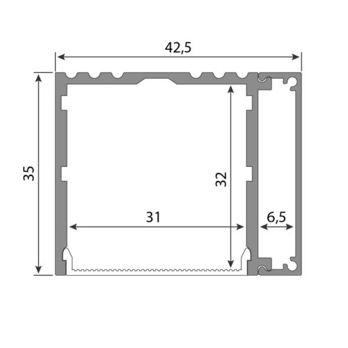 Nástěnný hliníkový profil McLED NV 43x35mm s mléčným difuzorem 2m ML-761.010.07.2 - Obrázek 2