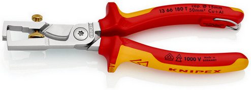Odizolovací kleště s kabelovými nůžkami Knipex StriX 13 66 180 T 180mm VDE 1000V s připevňovacím okem