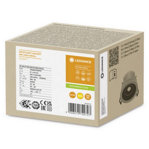 Podhledové LED svítidlo LEDVANCE SPOT ADJUST stříbrné 8W 3000K CRI90 36° stmívatelné - Obrázek 2