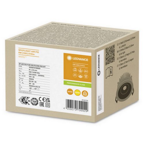 Podhledové LED svítidlo LEDVANCE SPOT AIR FIX IP65 bílé 6W 3000K CRI90 36° stmívatelné - Obrázek 2