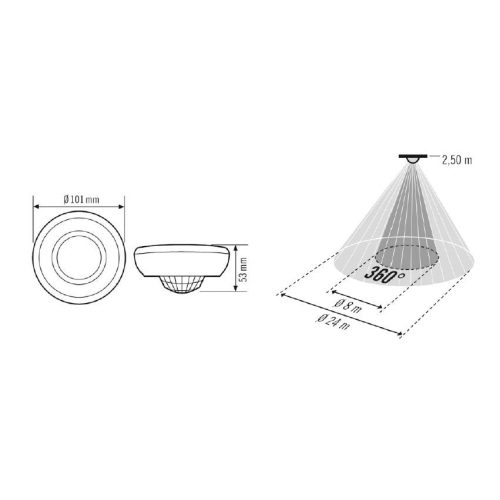 Pohybové čidlo stropní ESYLUX MD 360/24 BASIC bílá 2300W 10A IP40 EB10430848 - Obrázek 2