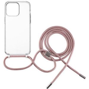 Pouzdro FIXED Pure Neck s růžovou šňůrkou na krk pro Apple iPhone 15 Pro Max FIXPUN-1203-PI