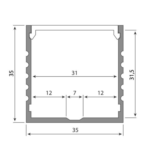 Přisazený hliníkový profil McLED PO 35x35mm s mléčným difuzorem 2m ML-761.004.02.2 - Obrázek 2