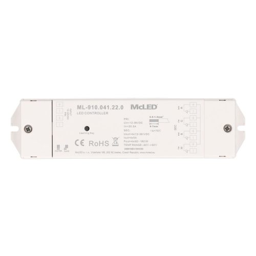 RF přijímač McLED řízení jasu CCT RGBW 4 kanály 4x5A 12-36V ML-910.041.22.0