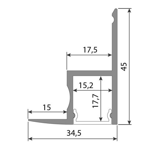 Rohový hliníkový profil McLED RP 35x45mm s čirým difuzorem 2m ML-761.084.02.2 - Obrázek 2