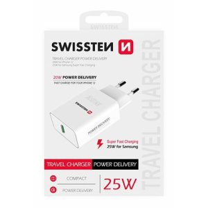 SWISSTEN SÍŤOVÝ ADAPTÉR PD 25W PRO IPHONE A SAMSUNG BÍLÝ 22060300