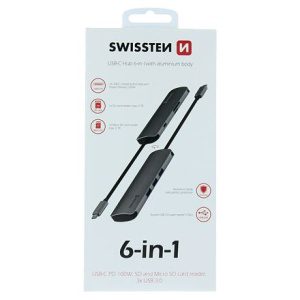 SWISSTEN USB-C HUB 6-IN-1 (USB-C PD