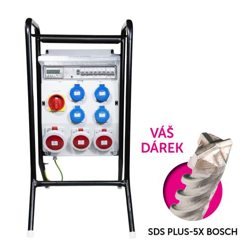Staveništní rozvaděč s elektroměrem ETI EDS16S RCD 4/3 16/32/VYP/E B vypínač chránič 63/003A zásuvky 1x32A 5p 2x16A 5p 4x230V 004483 452