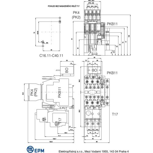 Stykač 25A 3P Elektropřístroj C25.11 24V/50HZ 1NO+1NC - Obrázek 2