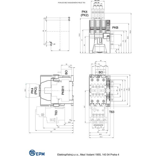Stykač 50A 3P Elektropřístroj C50.11 220-230V/50HZ 1NO+1NC - Obrázek 2