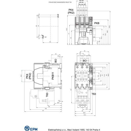 Stykač 80A 3P Elektropřístroj C80.11 220-230V/50HZ 1NO+1NC - Obrázek 2