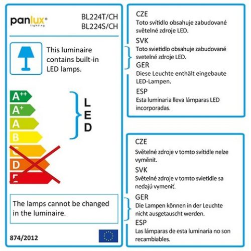 Svítidlo LED Panlux DAERON BL224T/CH 3000K teplá bílá bezdotykový vypínač - Obrázek 2