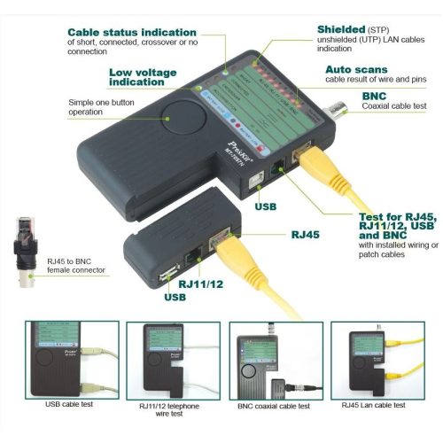 Tester kabelů Proskit MT-7057N USB síťových a koaxiálních kabelů - Obrázek 2