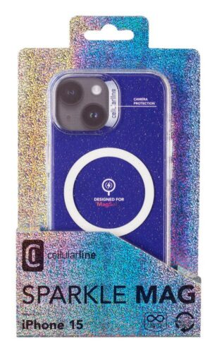 Třpytivý zadní kryt Cellularline Sparkle Mag s podporou Magsafe pro Apple iPhone 15