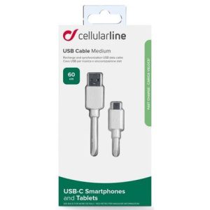 USB datový kabel Cellularline s USB-C konektorem a podporou Power Delivery (PD)