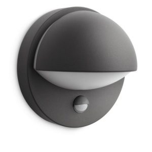 Venkovní nástěnné svítidlo Philips June E27 12W IP44 s pohybovým čidlem antracit