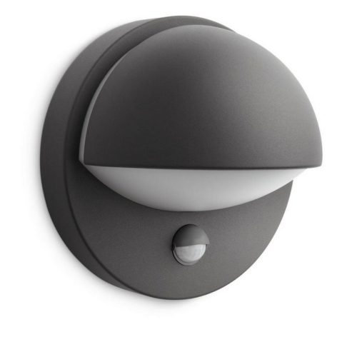 Venkovní nástěnné svítidlo Philips June E27 12W IP44 s pohybovým čidlem antracit