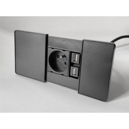 Vestavná zásuvka VersaPAD 06008E00002 1x230V 2xUSB černá - Obrázek 2
