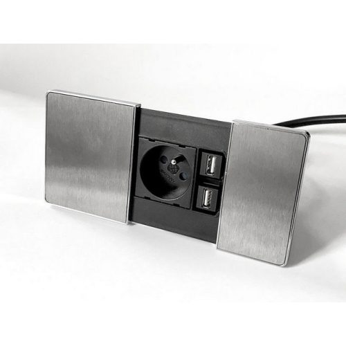 Vestavná zásuvka VersaPAD 06008E00003 1x230V 2xUSB nerez - Obrázek 2