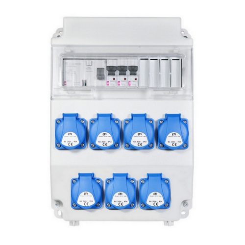 Zásuvková skříň ETI EDS11 RCD 7 B IP54 7x230V 001105252