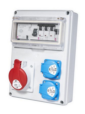 Zásuvková skříň ETI EDS8 RCD 2/1 32 B+C IP44 2x230V 1x400V/32A/5P 001105202
