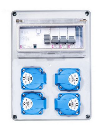 Zásuvková skříň ETI EDS8 RCD 4 B 3F IP44 4x230V 001105842