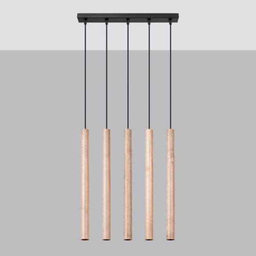 Závěsné svítidlo SOLLUX PASTELO 5L dřevo G9 5x8W bez žárovky SL.1269 - Obrázek 2