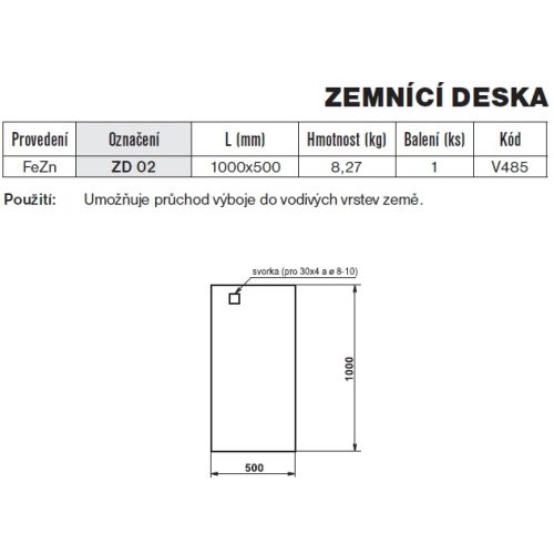 Zemnící deska ZD 02 /1000x500/ TREMIS V485 - Obrázek 2
