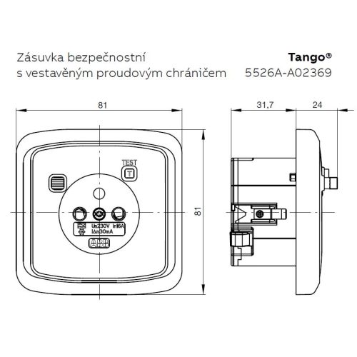 ABB Tango zásuvka bílá 5526A-A02369 B s proudovým chráničem FI-DOS - Obrázek 2