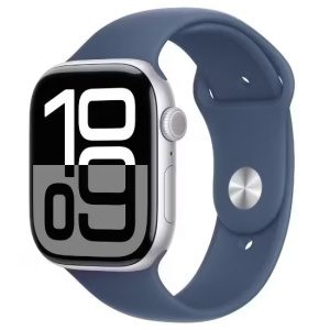 Apple Watch Series 10 42mm GPS (Stav A) Stříbrný hliník s temně modrým sportovním řemínkem MR9V3QC/A