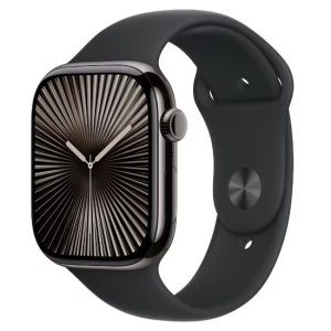Apple Watch Series 10 46mm Cellular (Zánovní) Břidlicově šedý titan s temně modrým sportovním řemínkem MR9V3QC/A