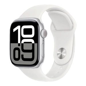 Apple Watch Series 10 46mm GPS (Stav A/B) Stříbrné s bílým sportovním řemínkem MR9V3QC/A