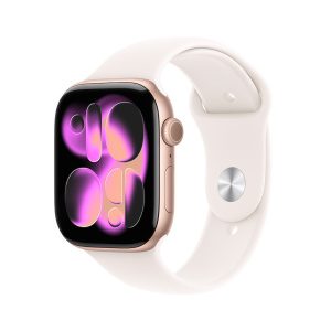 Apple Watch Series 11 GPS + Cellular 42mm růžově zlaté hliníkové pouzdro se světle ruměným sportovním řemínkem - S/M