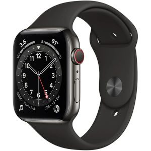 Apple Watch Series 6 40mm Cellular (Stav A/B) Grafitová ocel s temně modrým sportovním řemínkem MRGE3QC/A