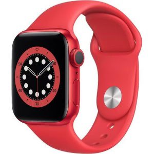 Apple Watch Series 6 40mm GPS (Stav A) Červená s červeným sportovním řemínkem MRGE3QC/A