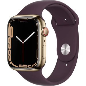 Apple Watch Series 7 45mm Cellular (Stav A) Zlatá ocel s béžovým sportovním řemínkem