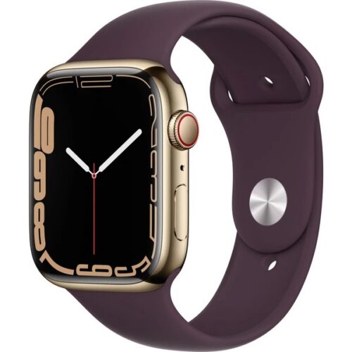 Apple Watch Series 7 45mm Cellular (Stav A) Zlatá ocel s béžovým sportovním řemínkem