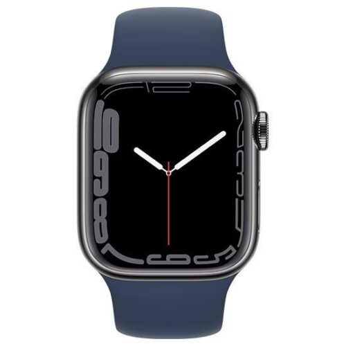 Apple Watch Series 7 45mm Cellular (Stav A) černý titán s temně modrým sportovním řemínkem - Obrázek 2