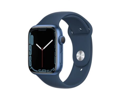 Apple Watch Series 7 45mm GPS (Stav A/B) Modré s temně modrým sportovním řemínkem