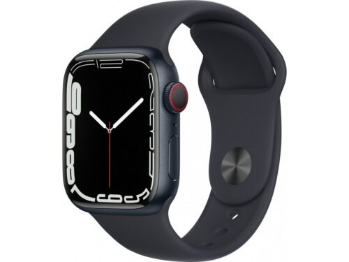 Apple Watch Series 7 45mm (Rozbaleno) Cellular Černý hliník + temně modrý sportovní řemínek