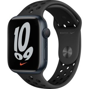 Apple Watch Series 7 45mm (Stav A/B) Cellular Grafitová ocel + antracitovo/černý sportovní řemínek Nike