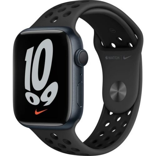 Apple Watch Series 7 45mm (Stav A/B) Cellular Grafitová ocel + antracitovo/černý sportovní řemínek Nike