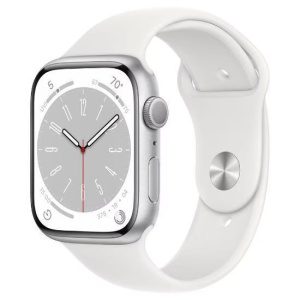 Apple Watch Series 8 41mm GPS (Stav A-) Stříbrné s bílým sportovním řemínkem MNK43CS/A