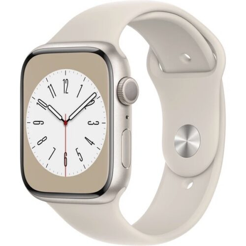 Apple Watch Series 8 45mm GPS (Stav A) Hvězdně bílý hliník s béžovým sportovním řemínkem MNK43CS/A
