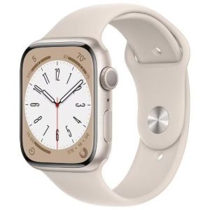 Apple Watch Series 8 45mm GPS (Stav A/B) Hvězdně bílé s béžovým sportovním řemínkem MNK43CS/A