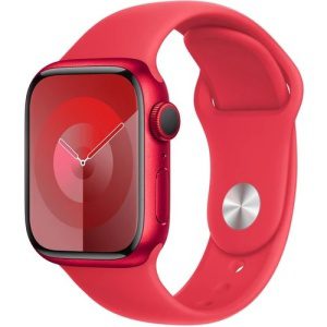 Apple Watch Series 9 41mm Cellular (Stav A-) Červená s červeným řemínkem MNK43CS/A