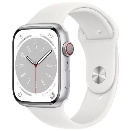 Apple Watch Series 9 45mm Celullar (Stav A) Stříbrné s bílým sportovním řemínkem MNK43CS/A