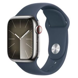 Apple Watch Series 9 45mm GPS (Stav A-) Stříbrný hliník s temně modrým sportovním řemínkem MNK43CS/A