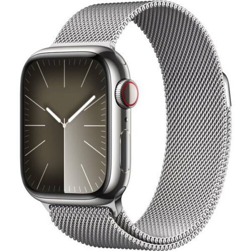 Apple Watch Series 9 45mm GPS (Zánovní) Nerezová ocel s temně modrým sportovním řemínkem MNK43CS/A